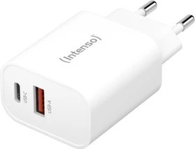 Intenso W30AC, USB-C Power Adapter, USB-Netzteil USB-C, 1x USB-C + 1x USB-A, 30W, weiß