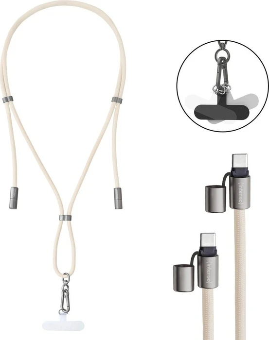 Intenso Cell Phone Charging Lanyard 1.65m beige