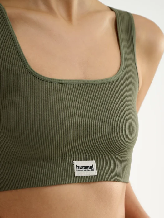 hummel Pulse Rib Sport-BH dusty olive (Damen)