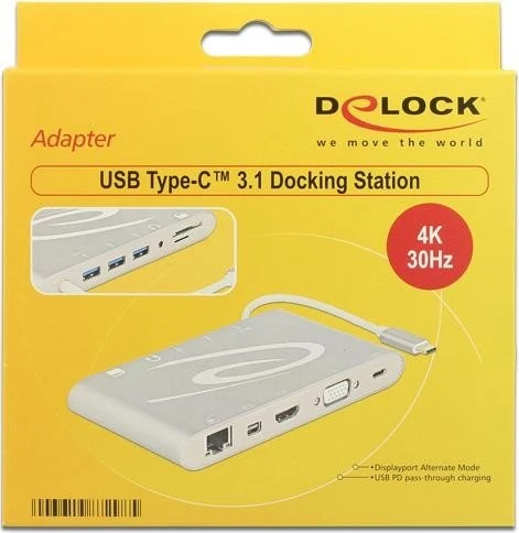DeLOCK USB Type-C 3.1 Docking Station 4K silber, USB-C 3.0