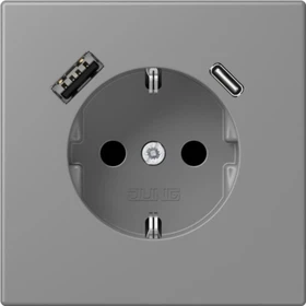 Jung Serie LS SCHUKO-Steckdose mit USB-Ladegerät Safety+, gris 31