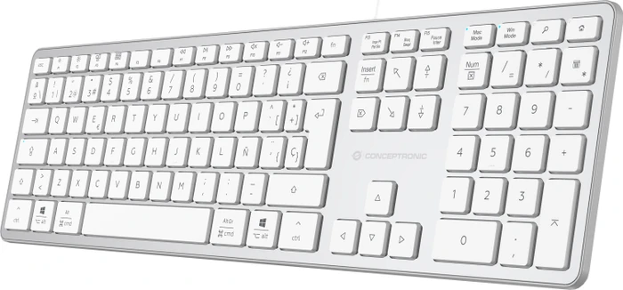 Conceptronic KAYNE02WES Slim-Tastatur, weiß, USB, ES