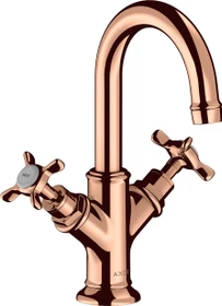 Hansgrohe Axor Montreux 2-Griff Waschbeckenarmatur 160 mit Kreuzgriffen und Ablauffernbedienung polished red gold