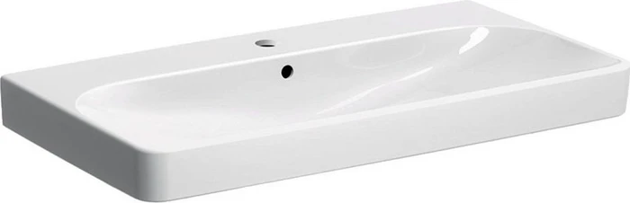 Geberit Smyle Square Waschtisch 90cm, Hahnloch mittig, mit Überlauf, weiß/KeraTect