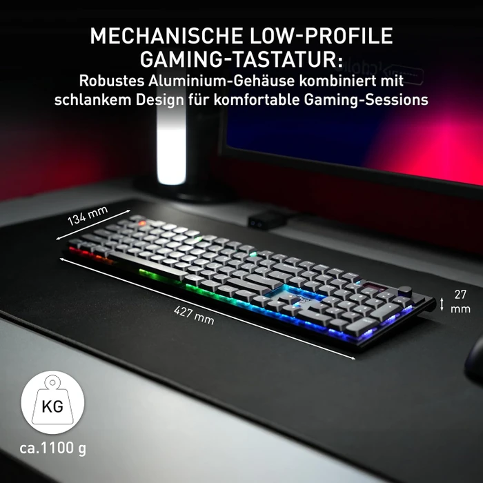 Cherry MX 10.1 Wireless, schwarz, MX LOW PROFILE 2.0 RED, USB/Bluetooth, DE