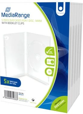 MediaRange DVD-Hülle für 1 Disc, transparent, 5er Pack