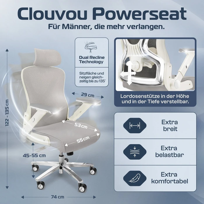 Clouvou PowerSeat Bürostuhl, weiß