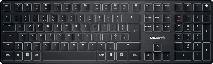 Cherry KW X ULP, schwarz, LEDs weiß, MX ULP Tactile, USB/Bluetooth, UK