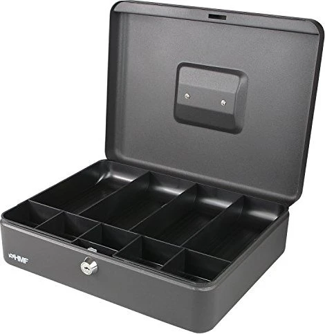 HMF 10019 Geldkassette, schwarz, Schlüsselschloss