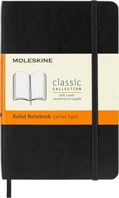 Moleskine Klassik Notizbuch, 90x140mm, liniert, weicher Einband Pocket, schwarz, 192 Blatt