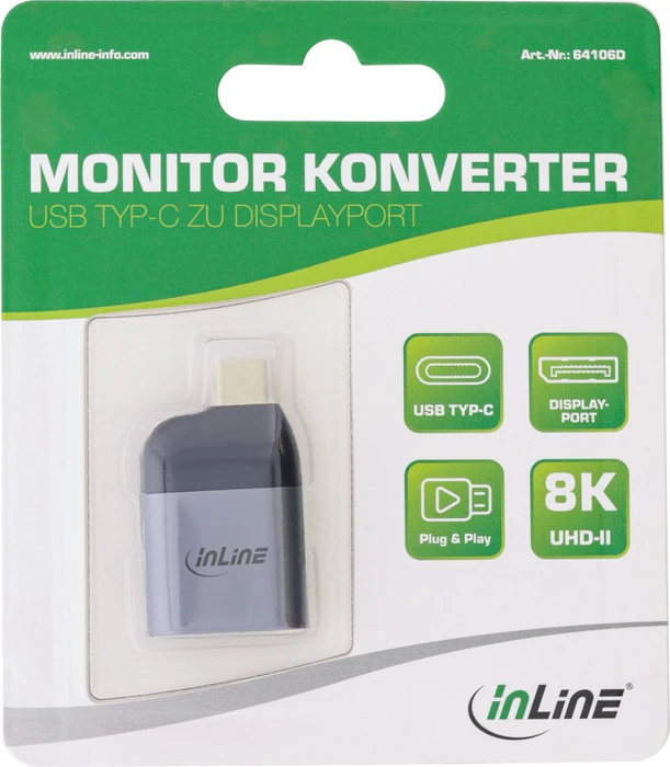 InLine USB Display Konverter, USB Typ-C Stecker auf DisplayPort Buchse