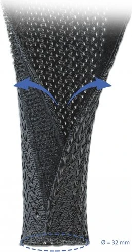 DeLOCK Geflechtschlauch mit Klettverschluss, 32mm, 10m, schwarz