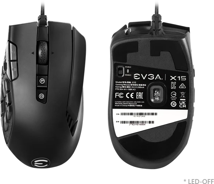 EVGA X15 MMO Gaming Maus schwarz, USB