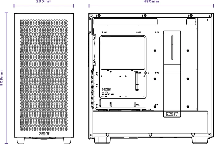 NZXT H7 Flow Black, schwarz, Glasfenster