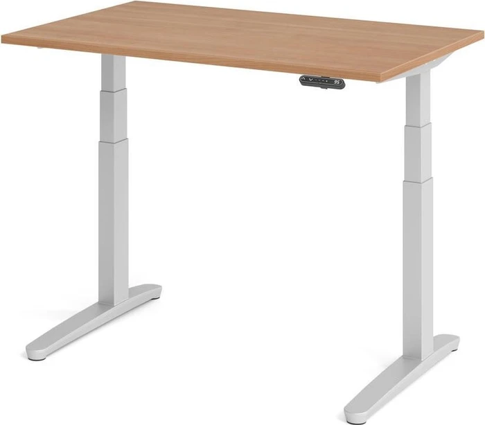 Hammerbacher Ergonomic Aktiv XBHM12 elektrisch höhenverstellbarer Sitz-Steh-Schreibtisch 120x80cm Nussbaum/silber