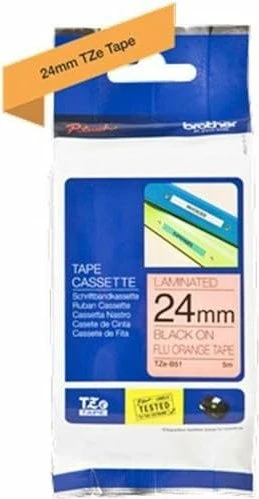 Brother TZe-B51 Beschriftungsband, 24mm, orange/schwarz