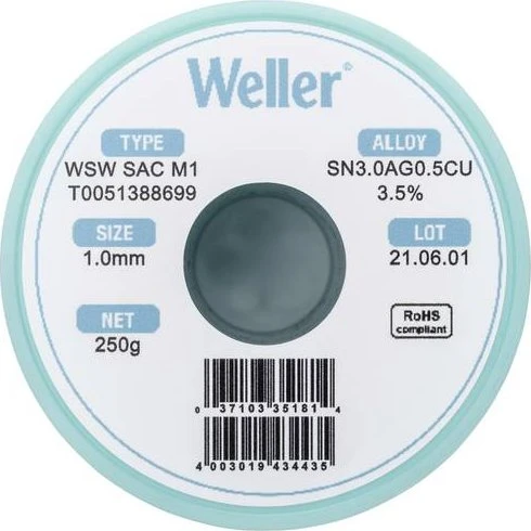 Weller WSW SAC M1 Lötzinn 1mm, 250g