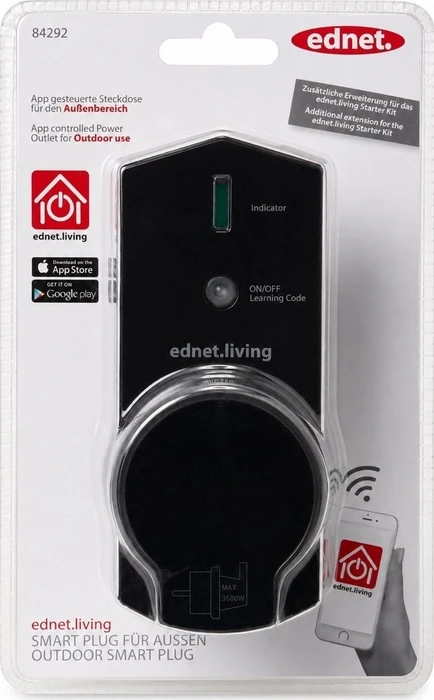 Ednet living Smart Plug, Funksteckdose, Outdoor