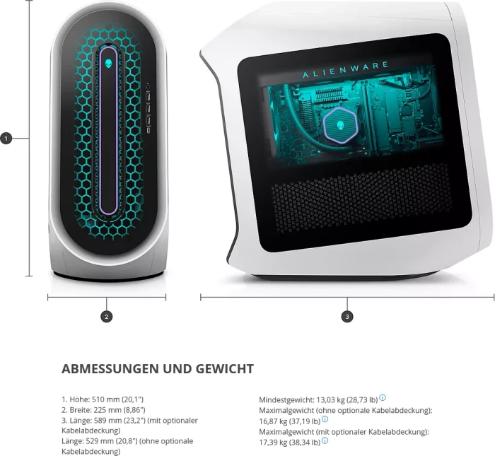 Dell Alienware Aurora R15, Lunar Light, Core i7-13700KF, 32GB RAM, 1TB SSD, GeForce RTX 3080 Ti