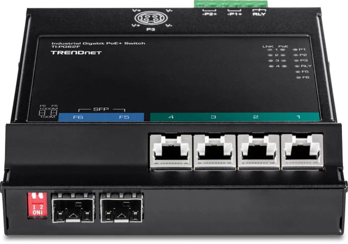 TRENDnet TI Hardened Industrial Wallmount Gigabit Switch, 4x RJ-45, 2x SFP, 120W PoE+
