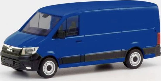 Herpa MAN TGE Kasten Flachdach ultramarinblau