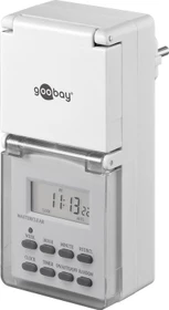 Wentronic goobay digitale Outdoor Wochenzeitschaltuhr mit Schutzklappe, IP44, weiß