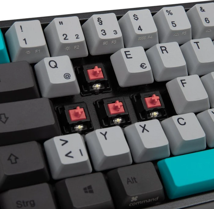 Ducky Miya Pro Moonlight TKL PC/Mac dunkelgrau, PBT, LEDs weiß, MX SILENT RED, USB, DE