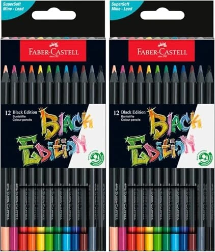 Faber-Castell Black Edition Buntstift sortiert, Kartonetui, 12er-Set