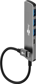 Wentronic goobay Slim 4-Port USB-Hub, 1x USB-C 3.0/3x USB-A 3.0, USB-C 3.0 [Stecker] (79158)