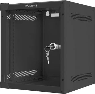 Lanberg WF10 Series 10" Rack Wandschrank 6HE, hängend, Flatpack, Glastür, IP20, RAL 9004, 310mm tief