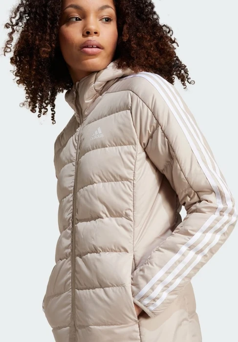 adidas Essentials 3-Streifen Light Hooded Mantel wonder beige (Damen)