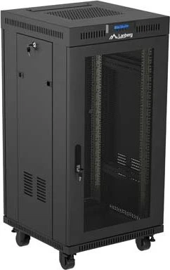Lanberg 19" Rackschrank 22HE, LCD, freistehend, Flat Pack, V2, Gitternetztür, IP20, RAL 9004, 600mm tief