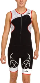 KiWAMi Spider LD1 Trisuit Triathlon Shorty ärmellos schwarz/rot/weiß (Herren)