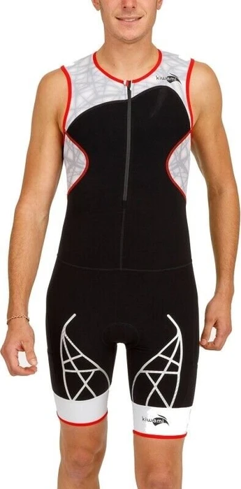 KiWAMi Spider LD1 Trisuit Triathlon Shorty ärmellos schwarz/rot/weiß (Herren)