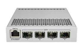MikroTik Cloud Router Switch CRS305 Dual Boot Desktop 10G Smart Switch, 4x SFP+, 1x RJ-45, PoE+ PD (CRS305-1G-4S+IN)