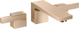 Hansgrohe AXOR Edge 3-Loch Waschtischarmatur Unterputz für Wandmontage mit Auslauf 190 mm und Push-Open Ablaufgarnitur diamantschliff polished red gold