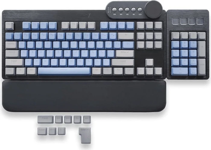 Mountain Mineral Keycap Set, Kunststoff (PBT) Double-Shot, grau/blau, 113 Tasten (104+9), ANSI-US