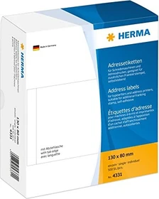 Herma Adressetiketten Schreibmaschine, 130x80mm, weiß, matt, 500 Blatt (500 Etiketten)