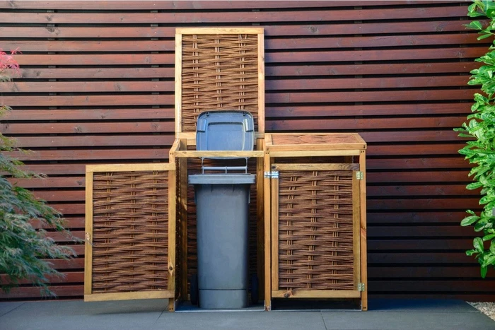 Dobar 93904 Mülltonnenbox 2x 120l weide braun