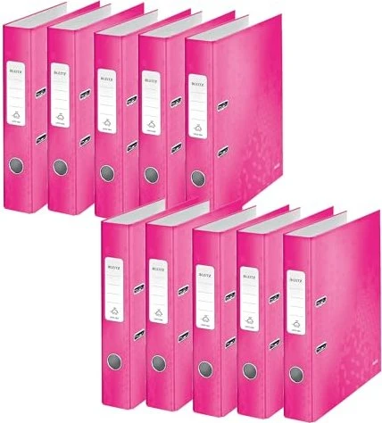 Leitz Qualitäts Ordner 2-Ring 180° WOW, 50mm, A4, pink, 10er-Pack