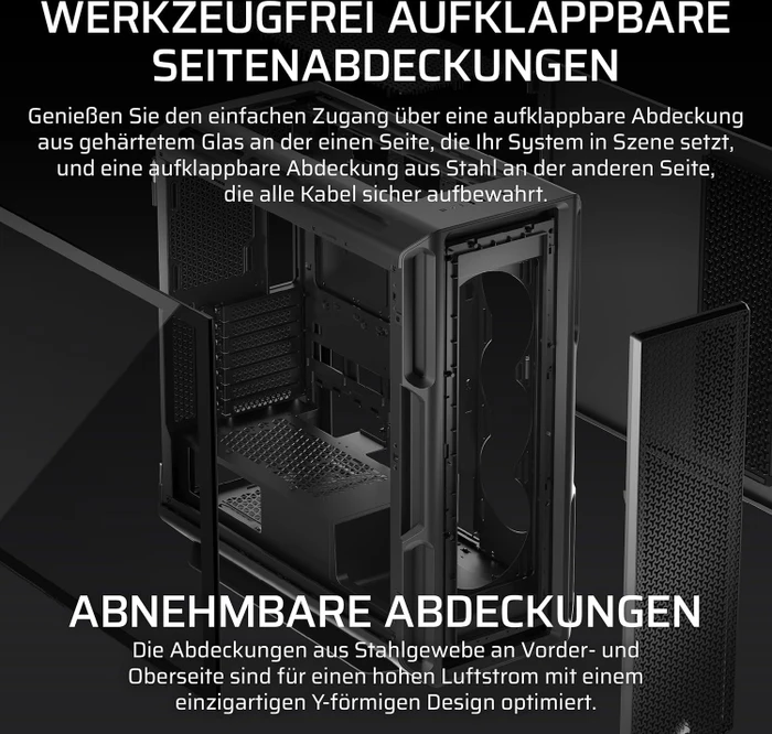 Corsair iCue 5000T TG, schwarz, Glasfenster