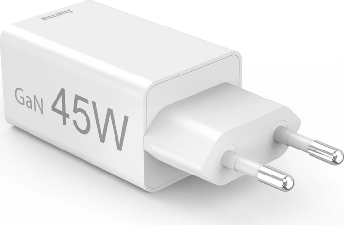 Hama GaN Schnellladegerät, USB-C/USB-A, 1x USB-C + 1x USB-A, 45W, weiß