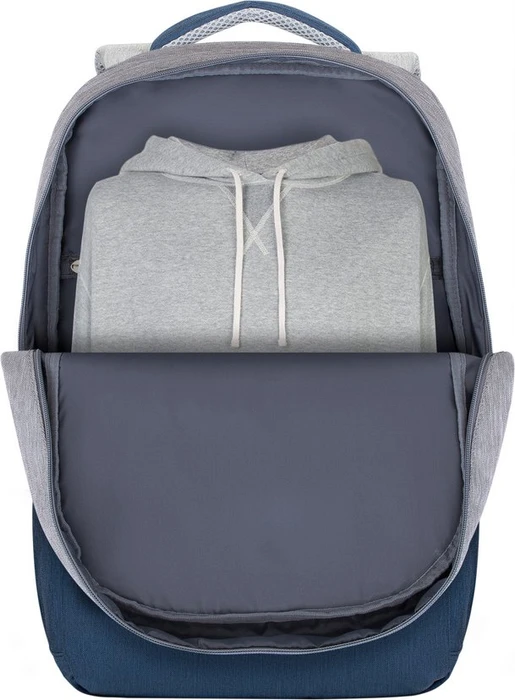 RivaCase Prater anti-theft Laptop Rucksack 17.3", Grey/Dark Blue