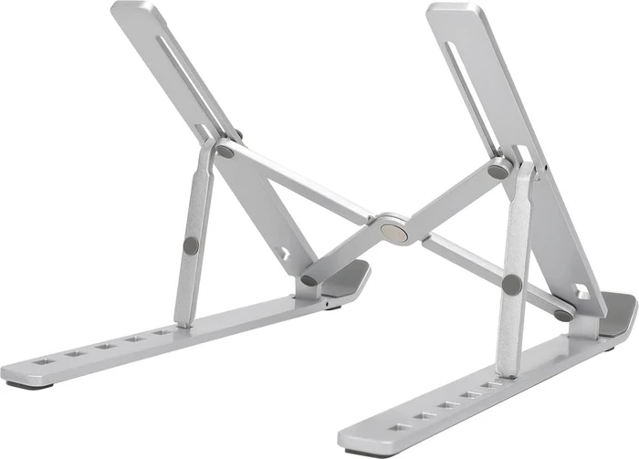 AmazonBasics Tragbarer Laptopständer mit 6 verstellbaren Winkeln, Notebook-Stand 10-15.6", silber