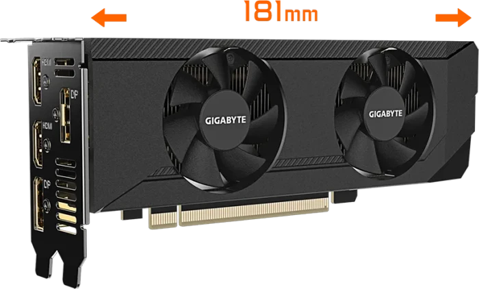 GIGABYTE GeForce RTX 3050 D6 Low Profile 6G, 6GB GDDR6, 2x HDMI, 2x DP