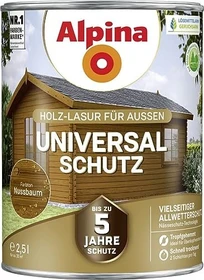 Alpina Farben Universal-Schutz Holz-Lasur außen nussbaum, 2.5l