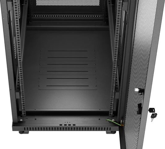 Lanberg 19" Rackschrank 32HE, LCD, freistehend, Flat Pack, Gitternetztür, IP20, RAL 9004, 1000mm tief