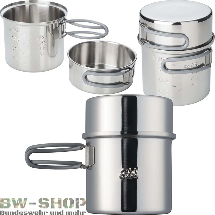 Esbit Camping 1200ml + 475ml Edelstahl Kochtopfset 1.7l