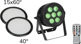 Eurolite Set LED IP PAR 7x8W QCL Spot + 2x Diffusorscheibe 15x60° und 40°
