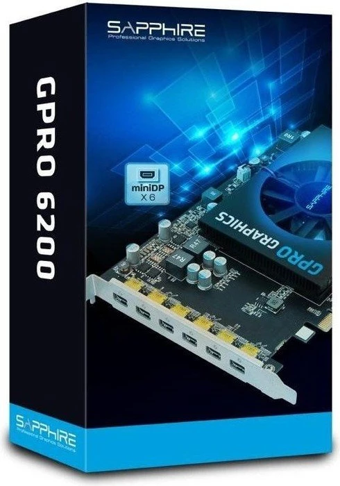 Sapphire GPRO 6200, 4GB GDDR5, 6x mDP, lite retail